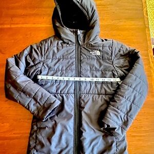 NorthFace Girls (M-10/12) Reversible Black Fleece/Faux Fur Shell 3/4 Zip Jacket